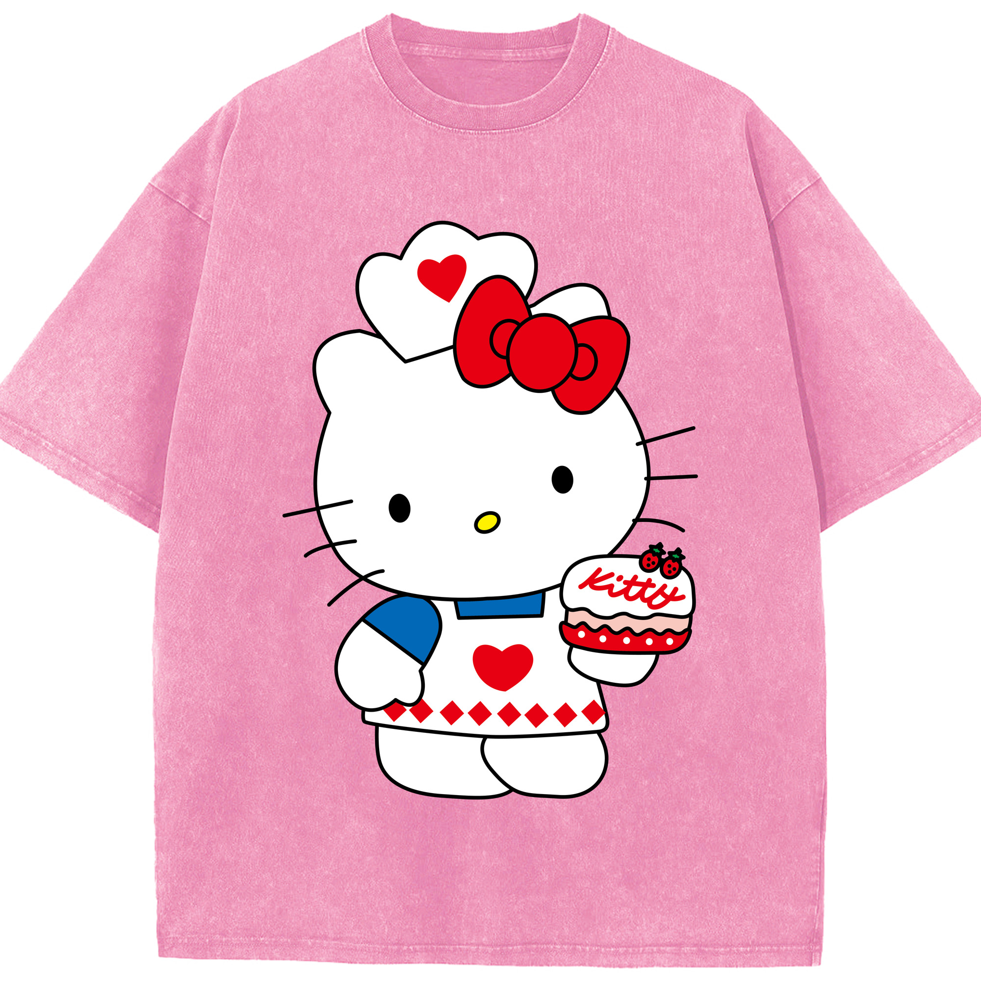 （画像用） Hello Kitty ハローキティ 綿100% ヴィンテージ風 半袖Tシャツ（フロントプリント）